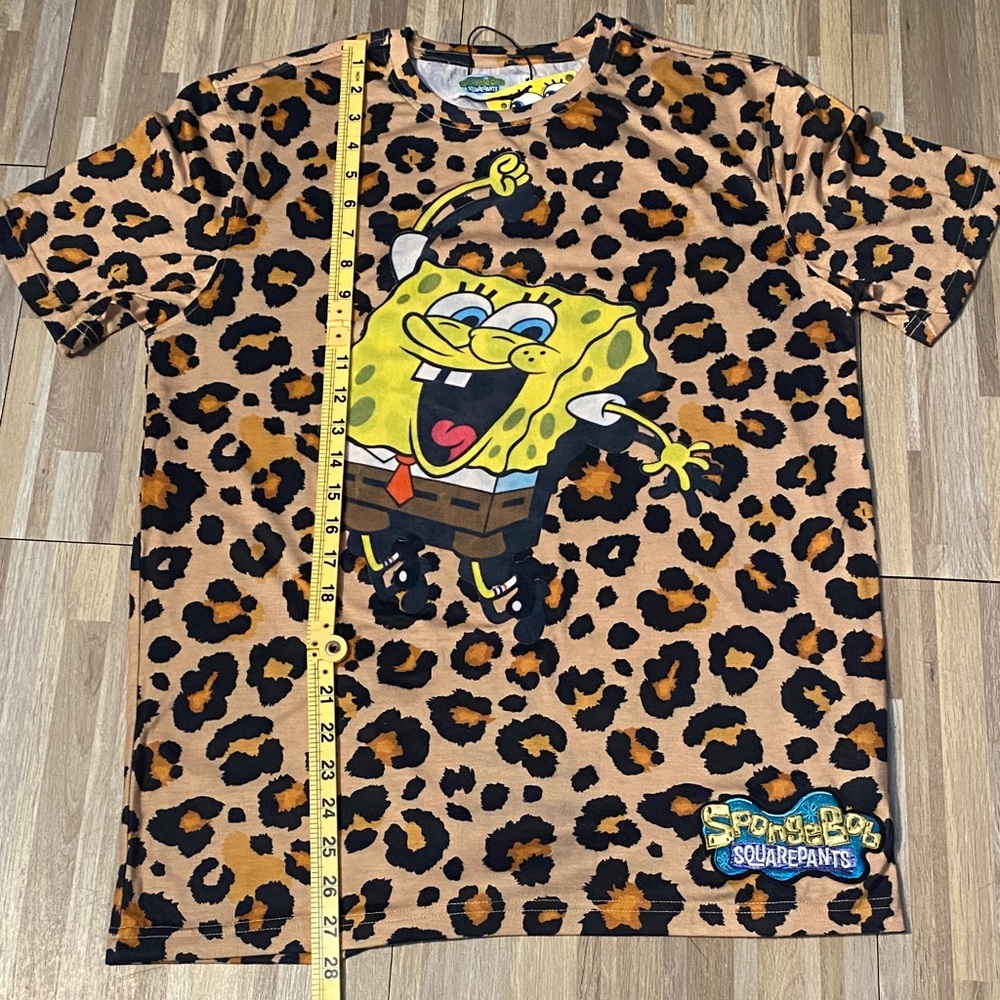 SpongeBob SquarePants Leopard Print T-Shirt rare unisex size medium - Picture 5 of 6